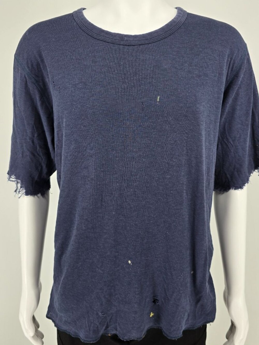 Thrashed Duofold Navy Blue Merino Wool/Nylon Blend Dual Layer Thermal Top (L/XL)